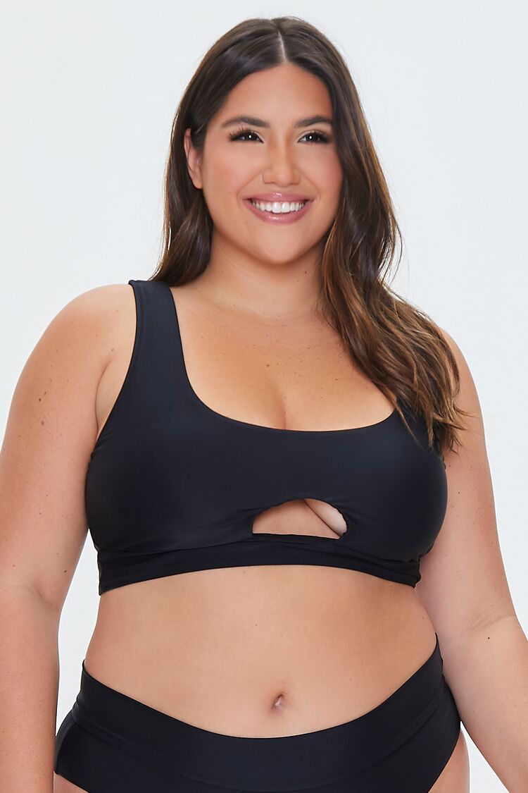 Women Cutout Bikini Top in Black,  1X PLUS on sale 2022
