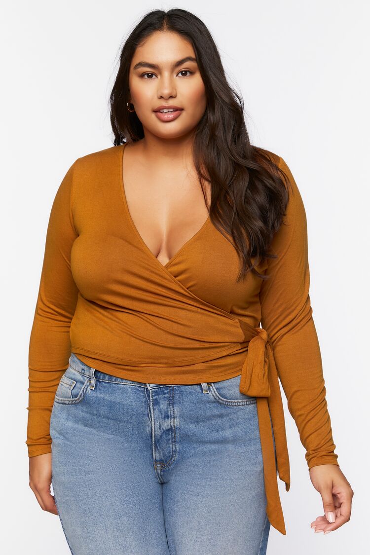 Women’s Plunging Wrap Top in Ginger,  0X Ginger on sale 2022