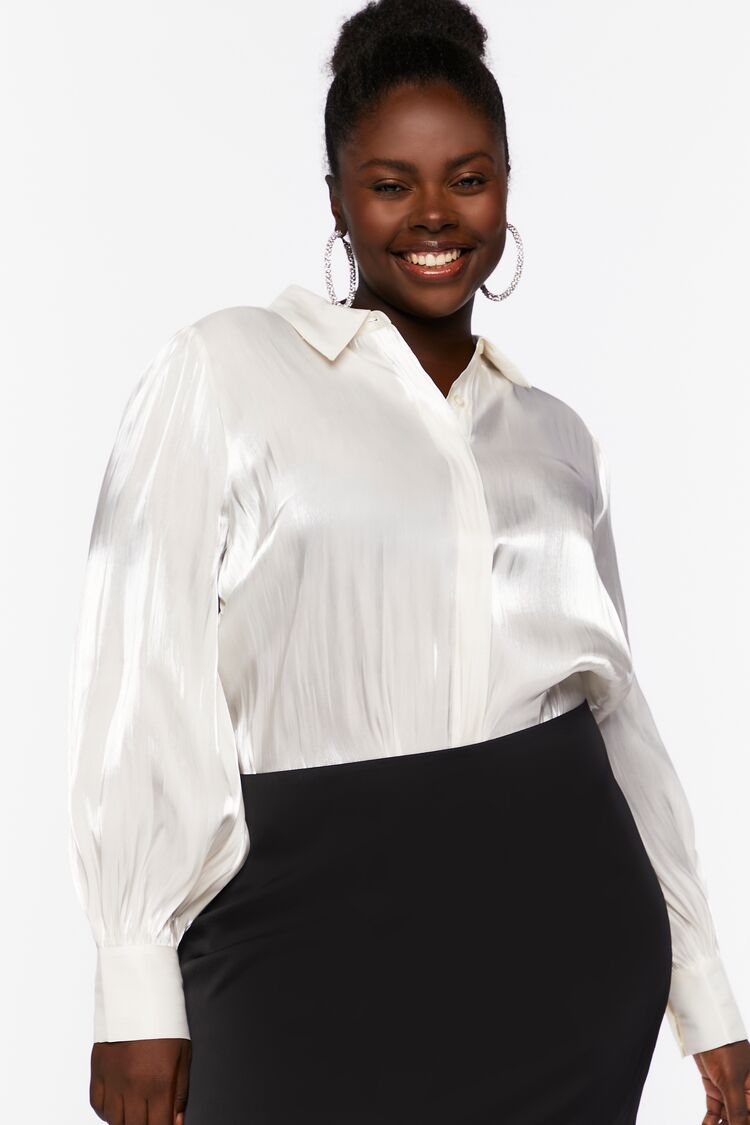 Women’s Balloon-Sleeve Shirt in Ivory,  1X Balloon-Sleeve on sale 2022