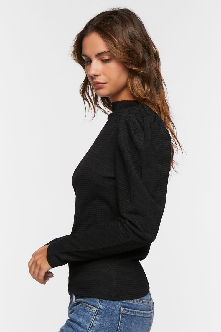 Women’s Crepe Puff-Sleeve Top in Black Medium black on sale 2022 2