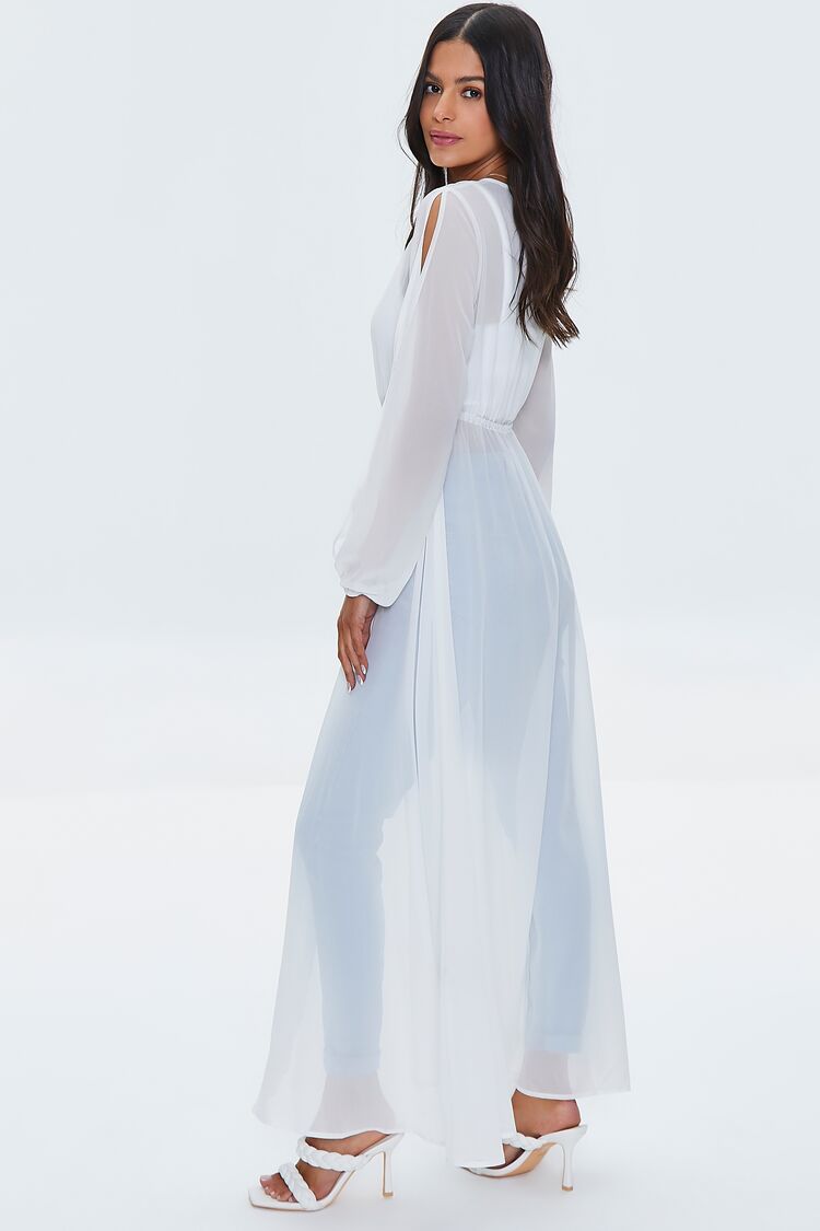 Women’s Chiffon Self-Tie Duster Kimono in White Large chiffon on sale 2022 2