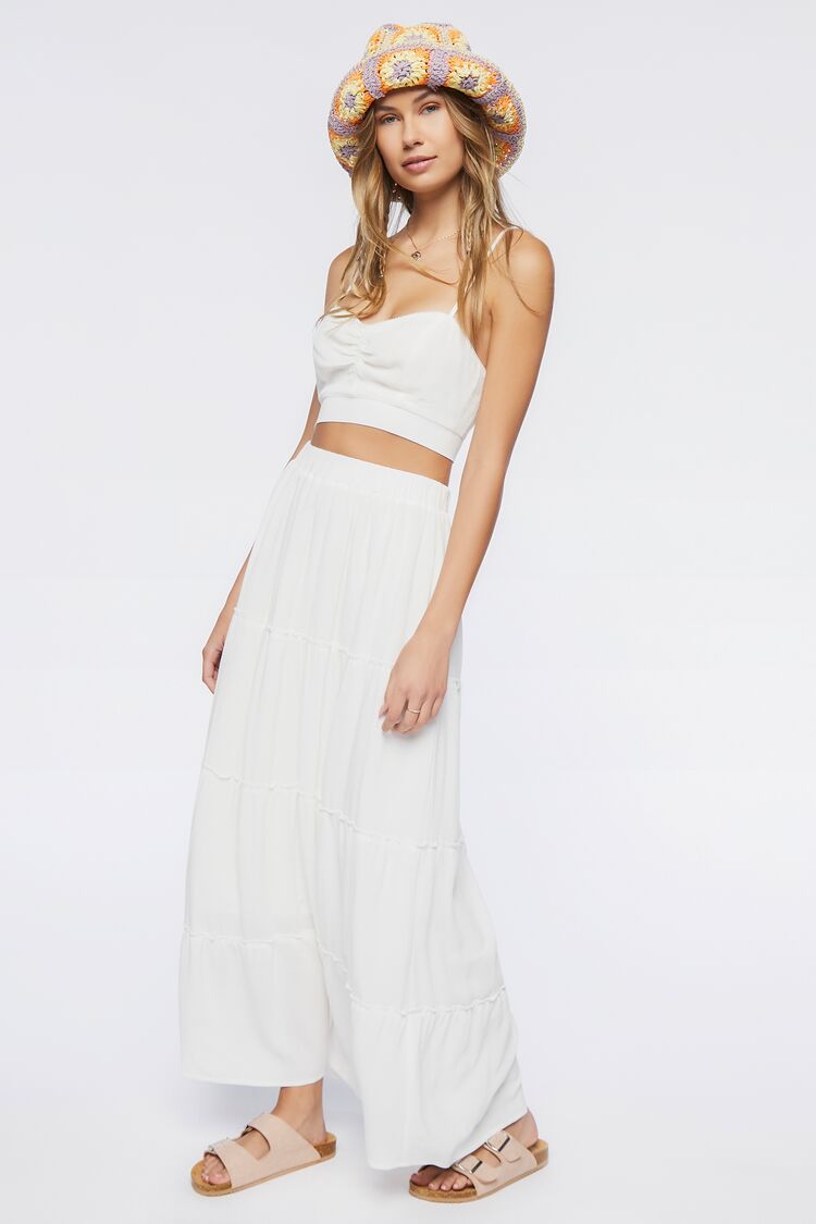 Women’s Sweetheart Cropped Cami & Maxi Skirt Set in White Large cami on sale 2022
