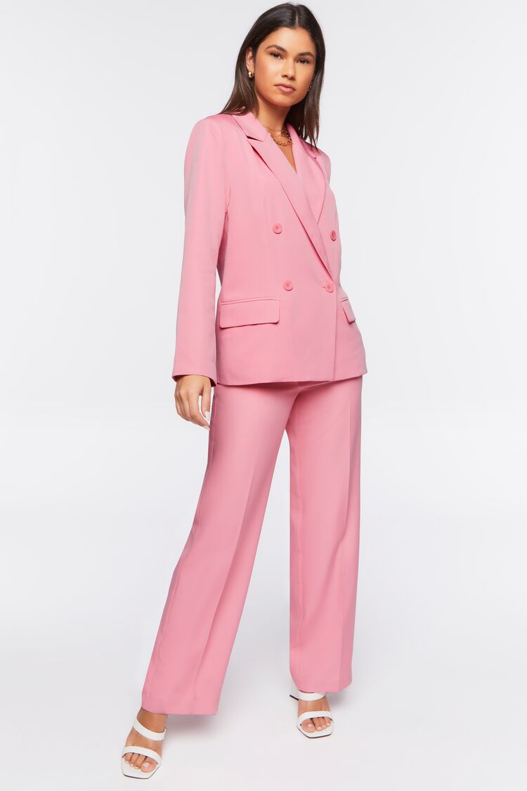 Women Double-Breasted Suit Blazer & Pants Set in Pink,  XS FOREVER 21 on sale 2022