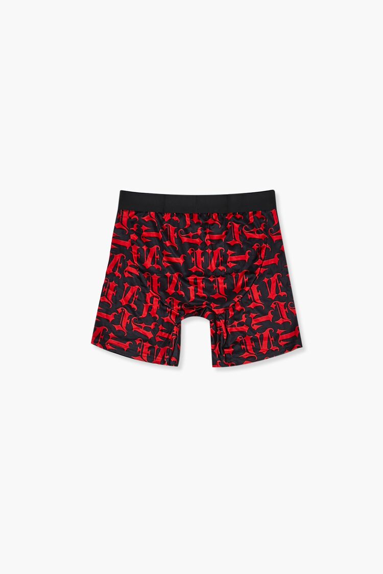 Men Letter Print Boxer Shorts in Black/Red Large 21MEN on sale 2022 2