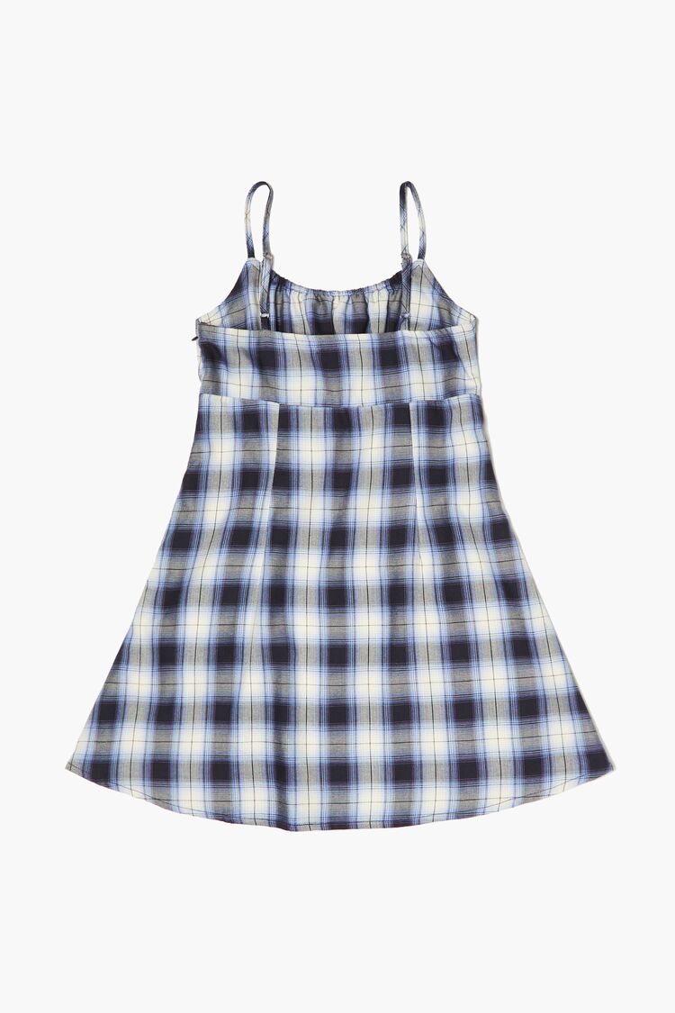 Girls Plaid Cami Dress (Kids) in Navy,  11/12 (Girls on sale 2022 2