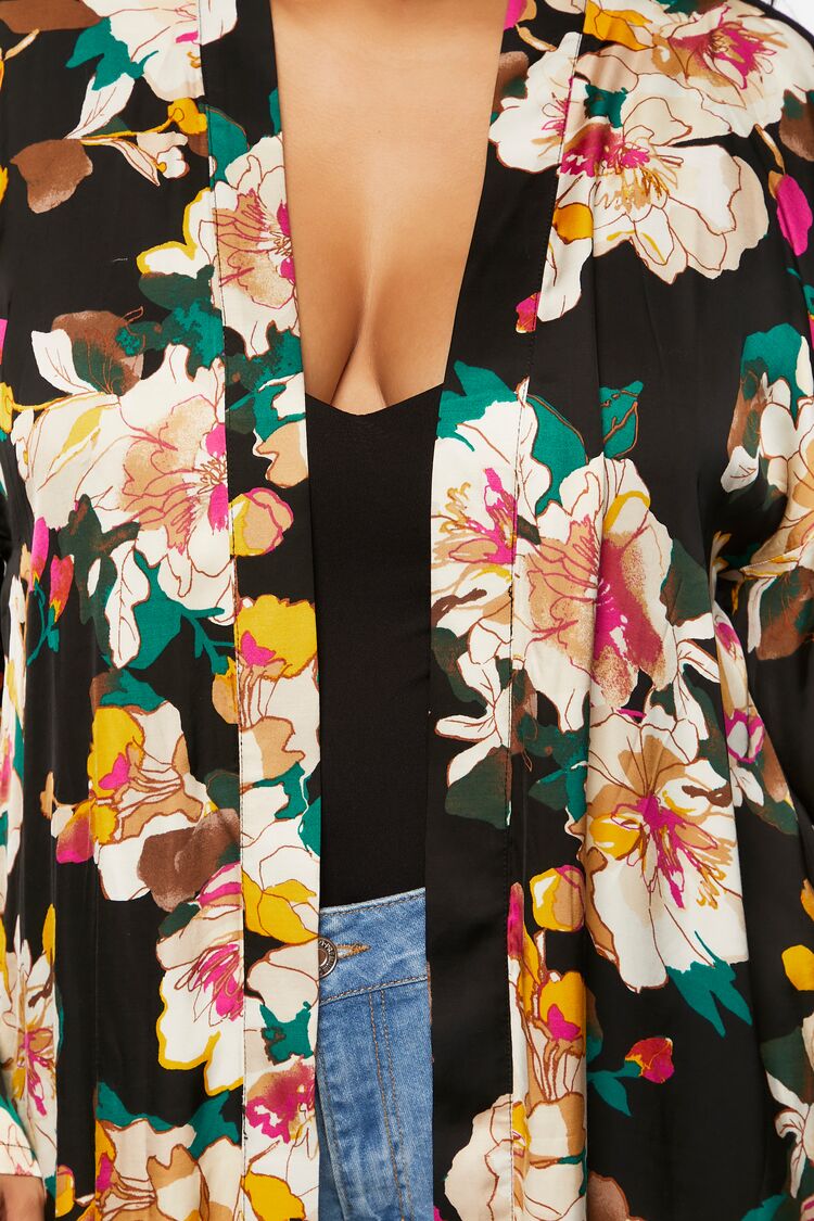 Women’s Floral Print Kimono in Black,  0X black on sale 2022 7