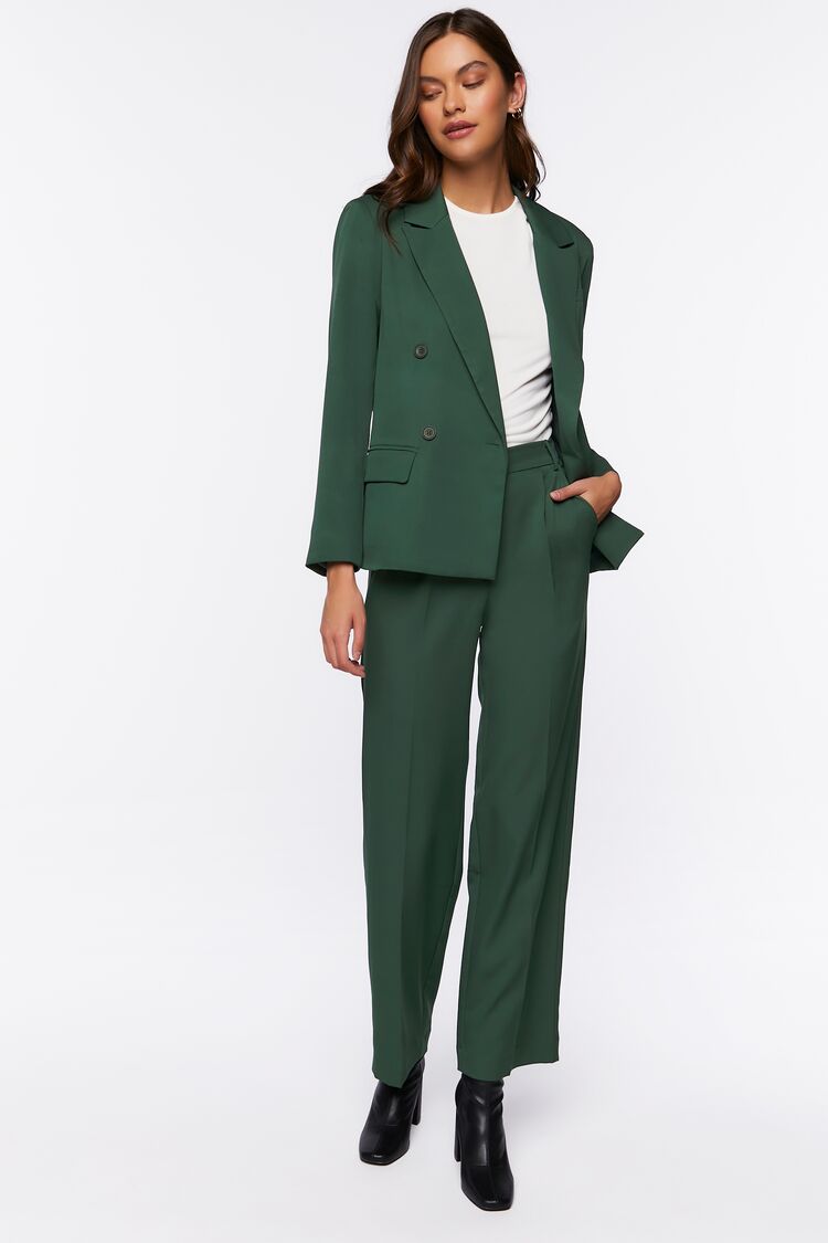 Women’s Double-Breasted Suit Blazer & Pants Set in Hunter Green Small blazer on sale 2022