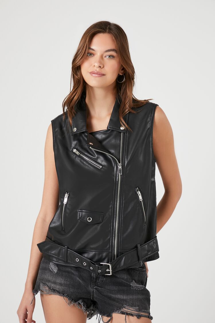 Faux Leather Sleeveless Moto Jacket | Forever 21