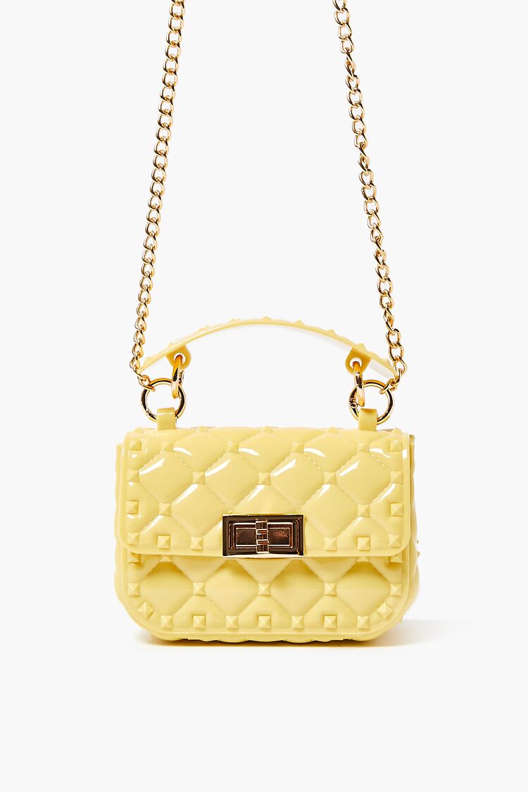 Women’s Quilted Vinyl Chain Crossbody Bag in Yellow Accessories on sale 2022