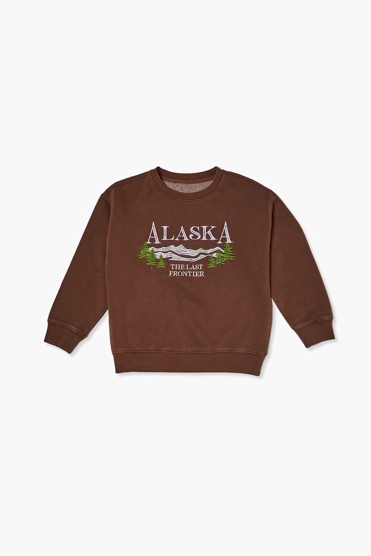 Girls Alaska Graphic Pullover (Kids) in Brown,  11/12 (Girls on sale 2022
