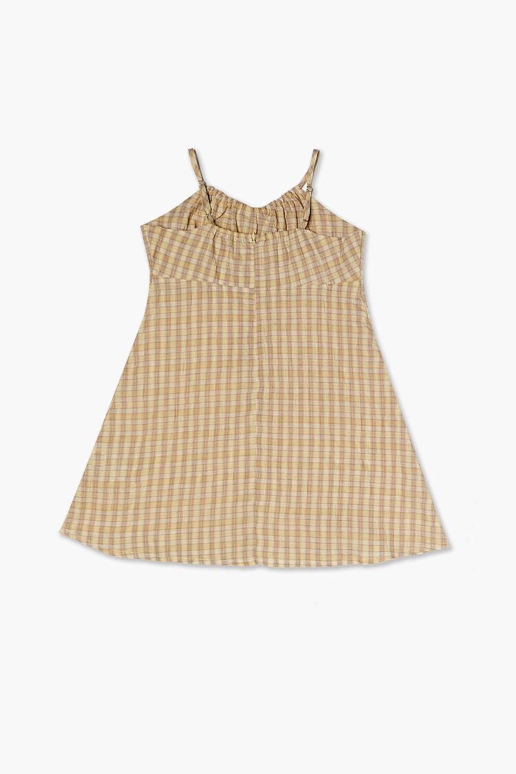Girls Plaid Cami Dress (Kids) in Cream,  7/8 (Girls on sale 2022 2