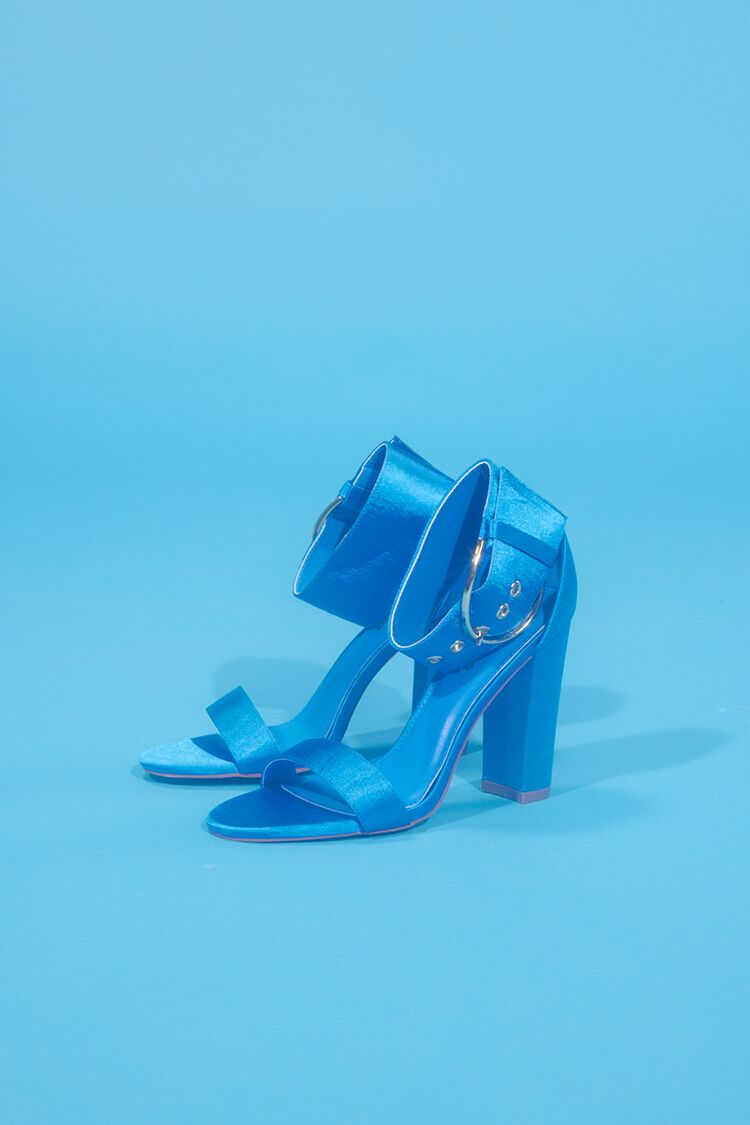 Women’s Open-Toe Buckled Heels in Blue,  9 Blue on sale 2022 3